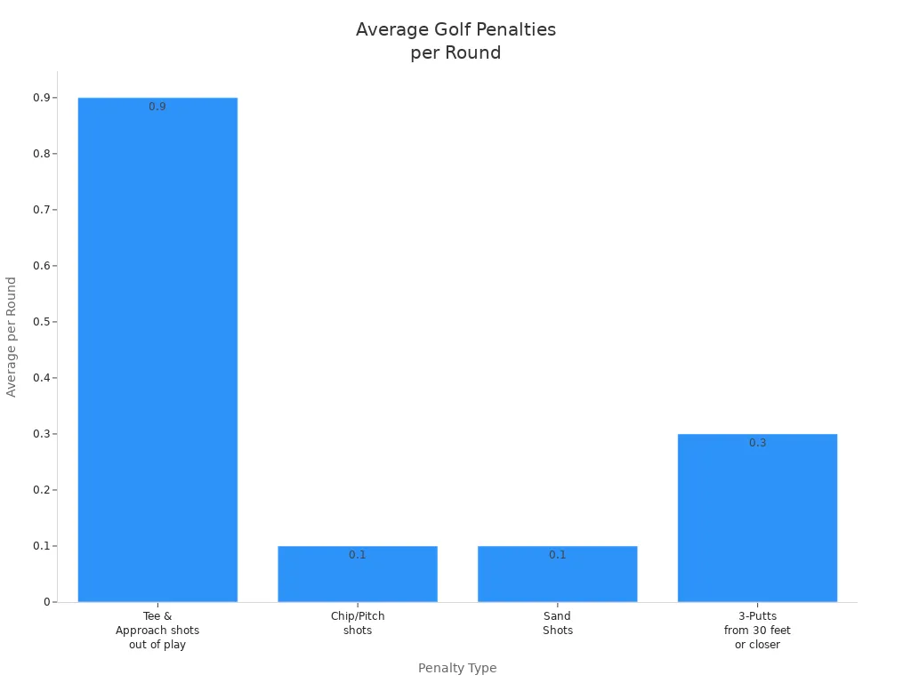 Bar chart comparing average penalties per round for different golf shot types